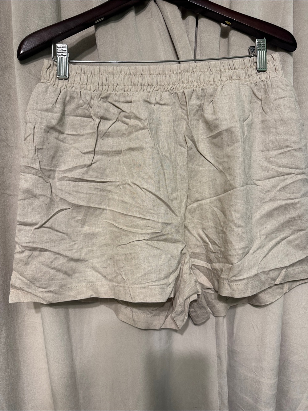 Cotton On High-Waist Cream Linen-Blend Shorts